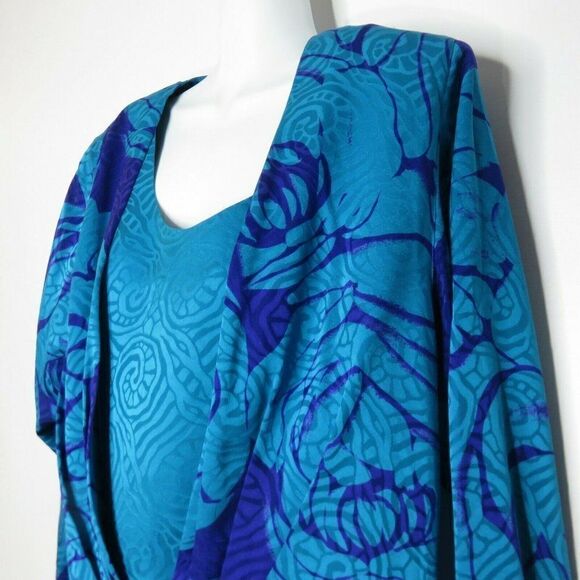 New Vtg 80s St Gillian Silk Dress 12 Blue - Picture 7 of 8
